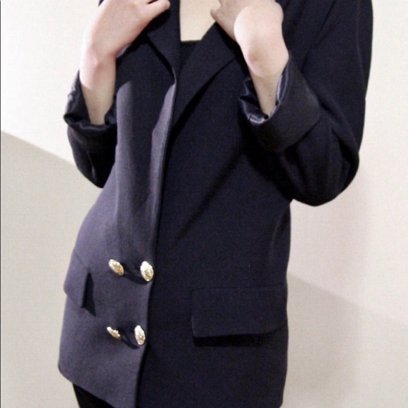 ZARA Navy Blazer with Gold Buttons - Picture 3 of 7